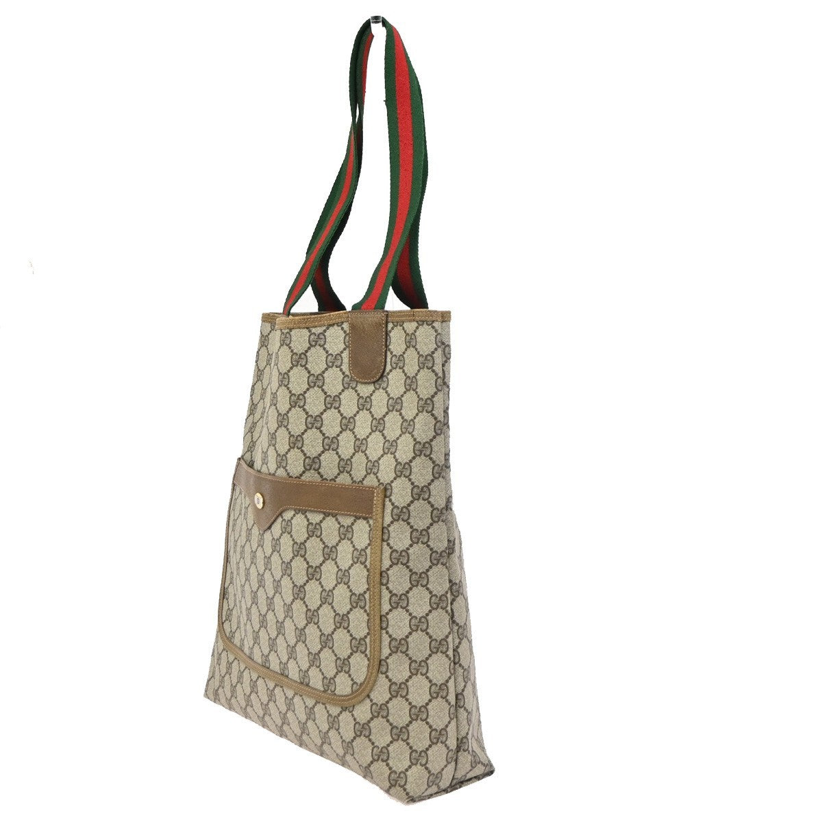 GUCCI Logo GG Sherry Line Hand Tote Bag PVC Leather Brown GHW Italy 61CB009