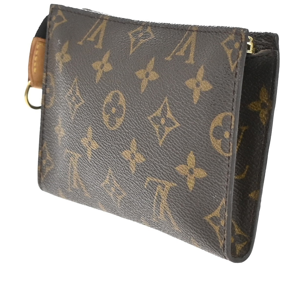 LOUIS VUITTON Logo BUCKET PM Pouch Bag Monogram Leather Brown France 02KB374