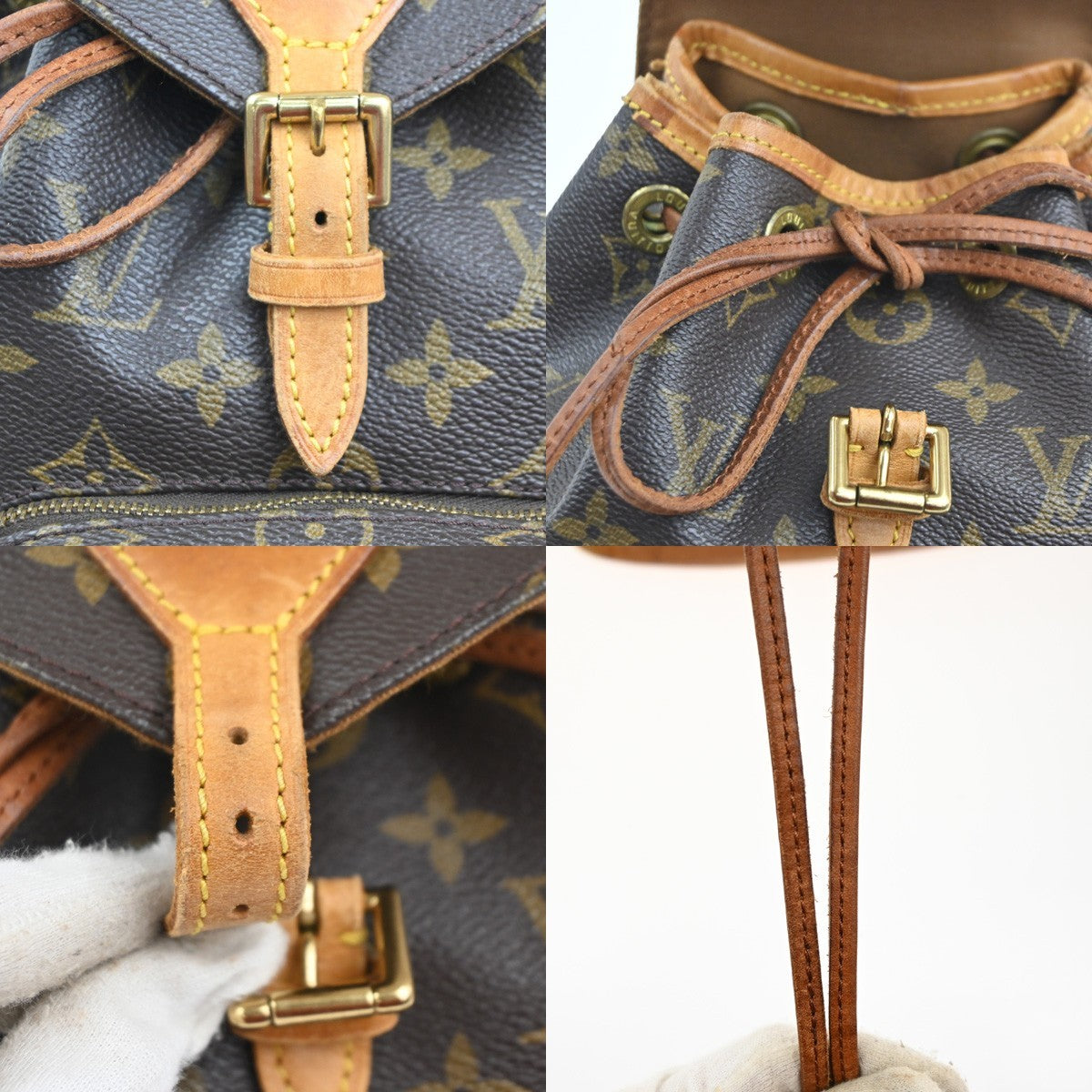LOUIS VUITTON Mini Montsouris Backpack Bag Monogram Leather Brown M51137 78KC503