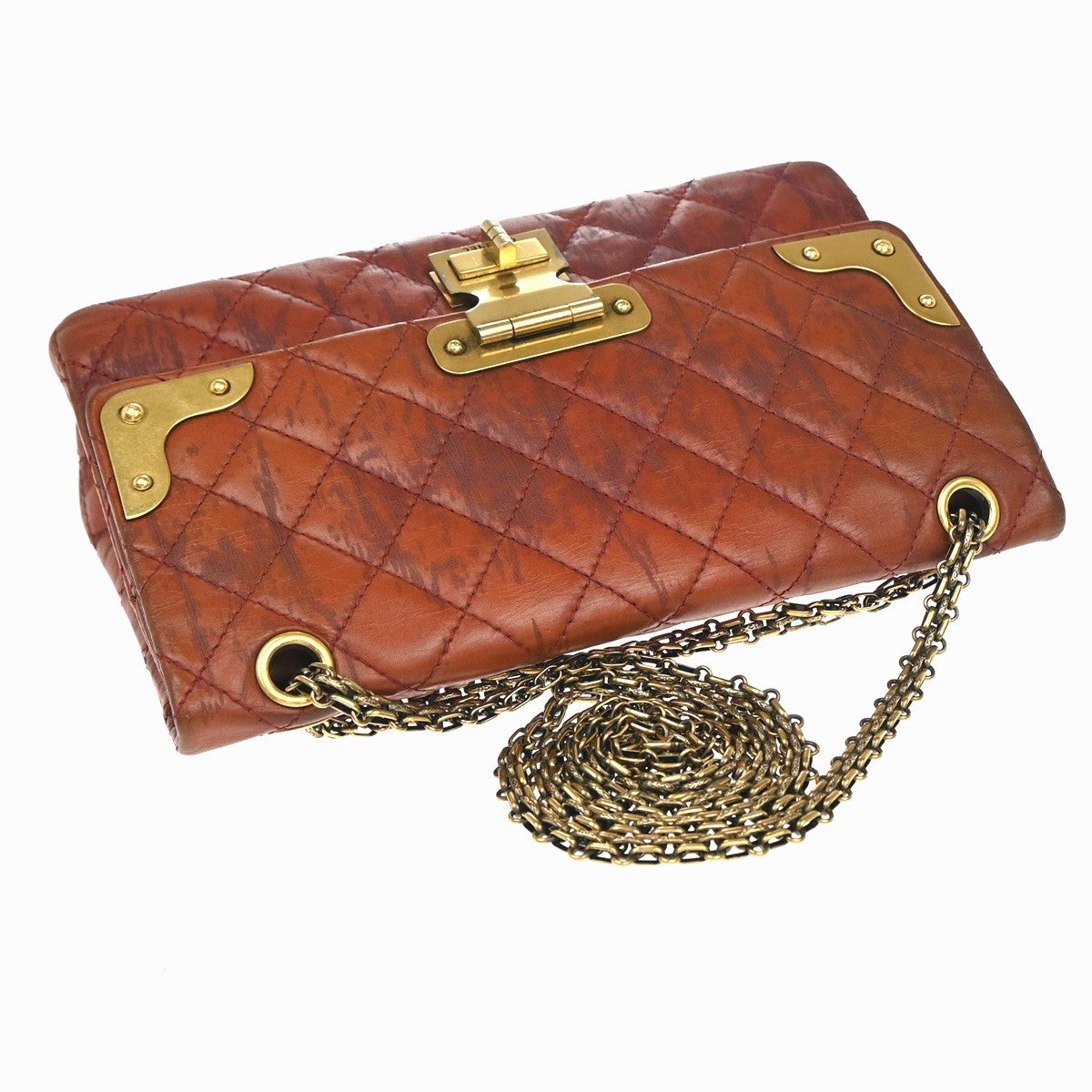 CHANEL Paris-Shanghai 2.55 Double Flap Chain Shoulder Bag Leather Brown 670RL952