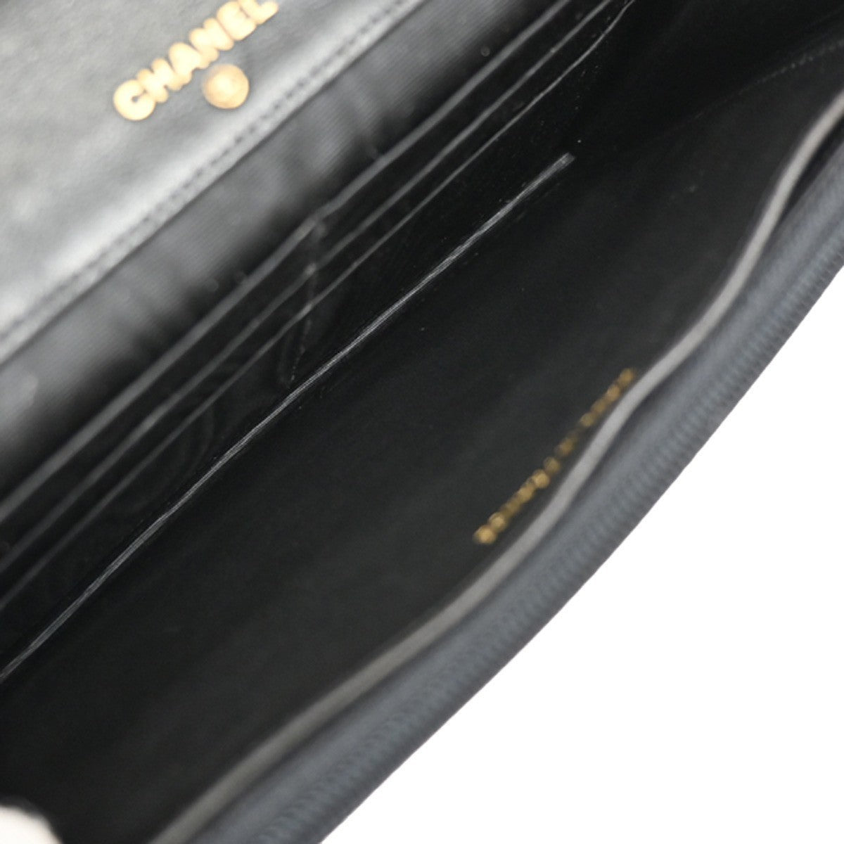 CHANEL CC Logo Long Bifold Wallet Leather Black GHW Vintage 35RF726