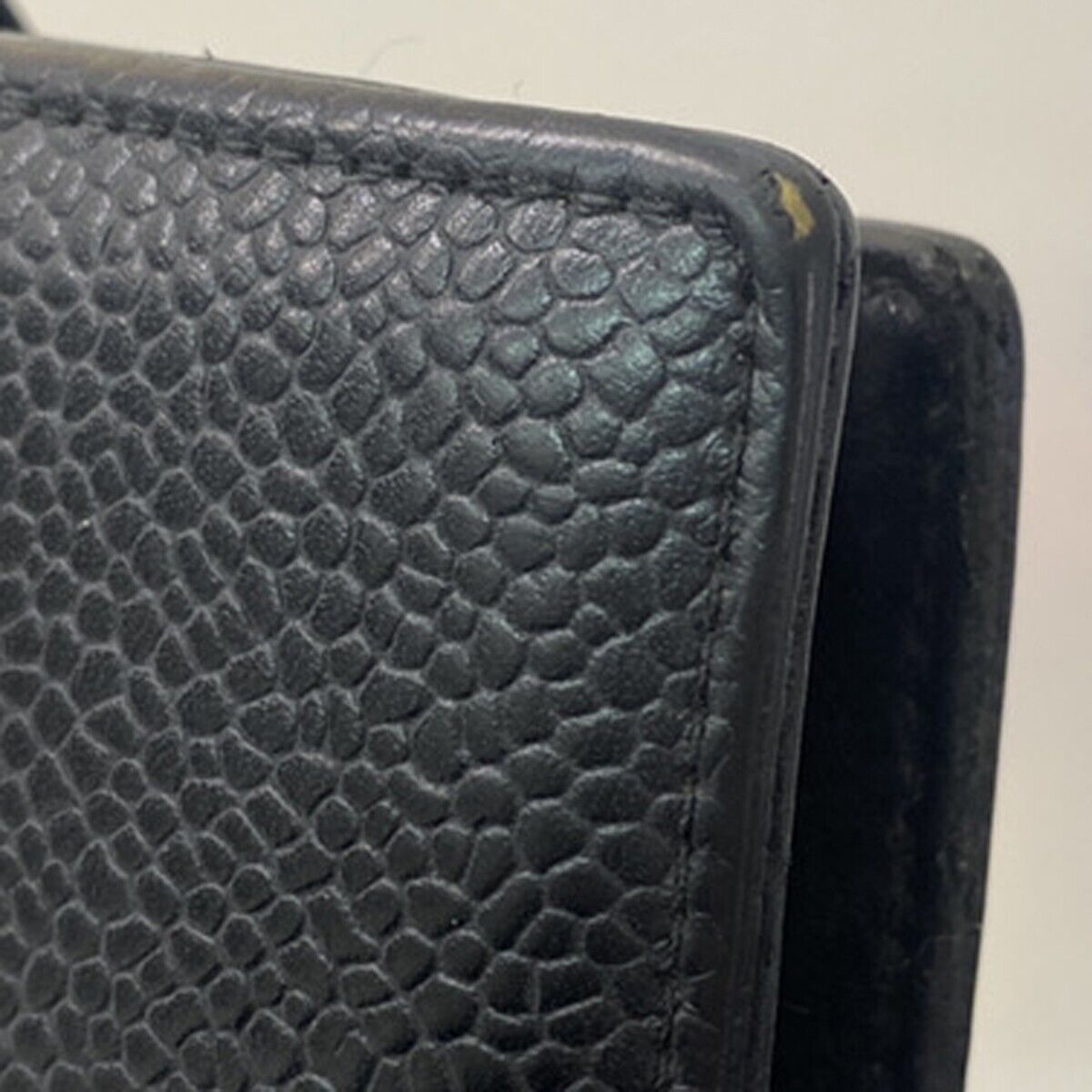 CHANEL CC Logo Compact Wallet Grained Calfskin Leather Black GHW France 87RK702