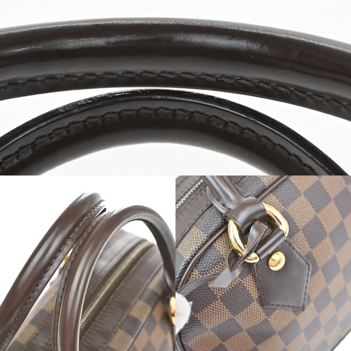 LOUIS VUITTON Logo Duomo Hand Bag Damier Ebene Leather Brown N60008 22YJ097