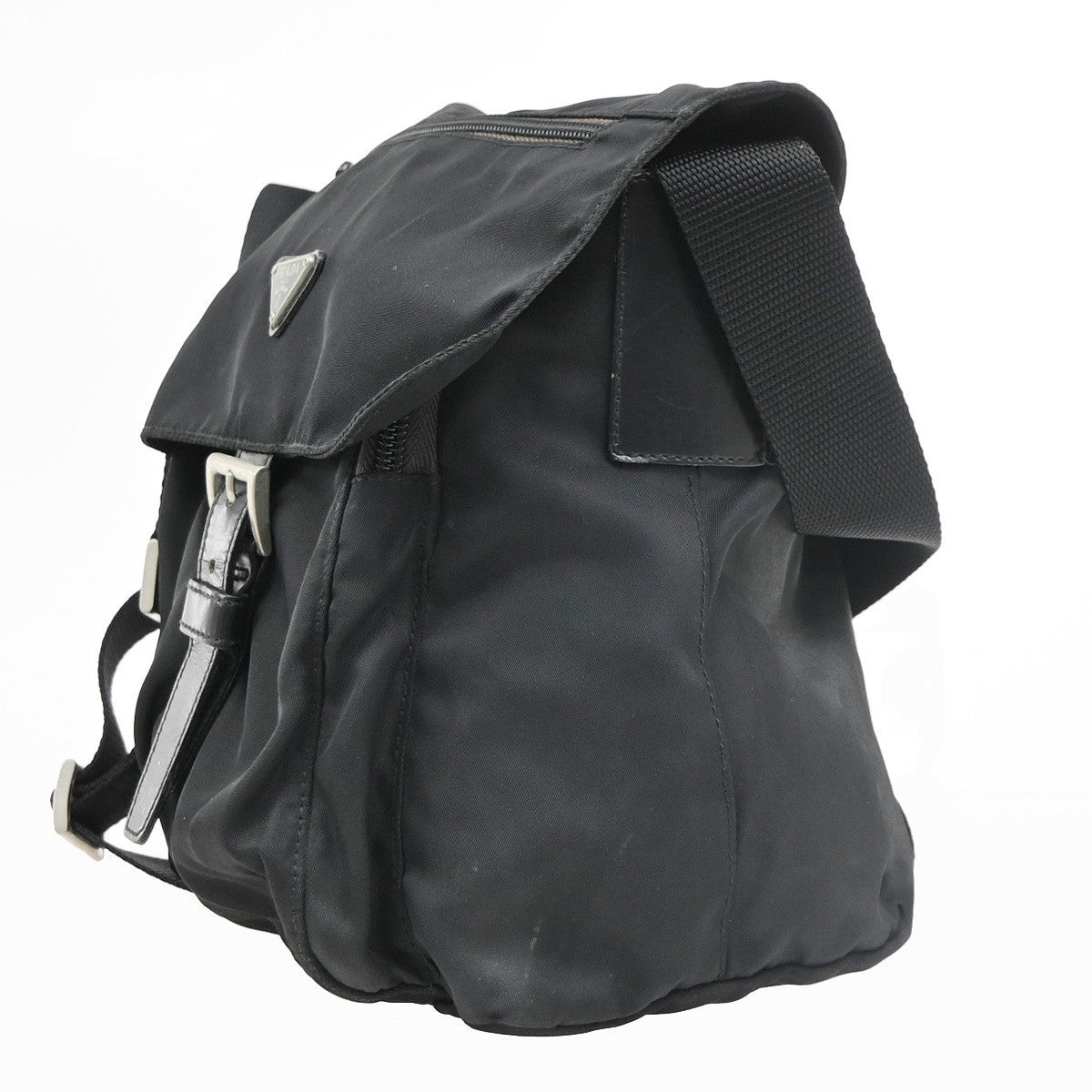 PRADA Logo Tessuto Mini Shouler Bag Nylon Leather Black SHW Italy 69YJ257