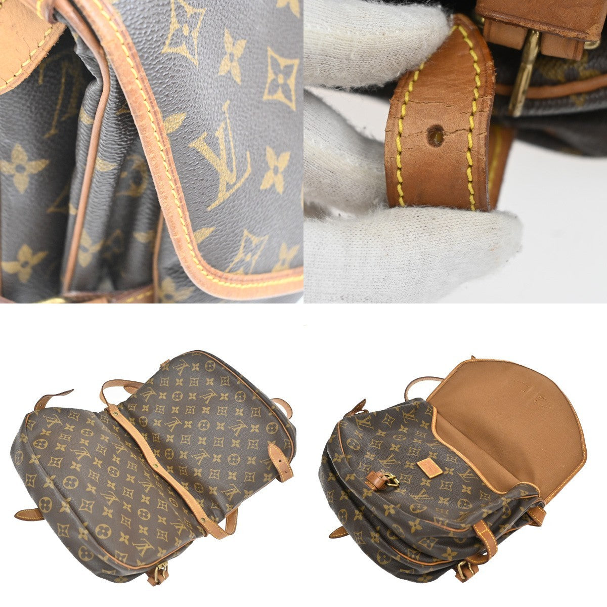 LOUIS VUITTON Logo Saumur 30 Shoulder Bag Monogram Leather Brown M42256 73CA867