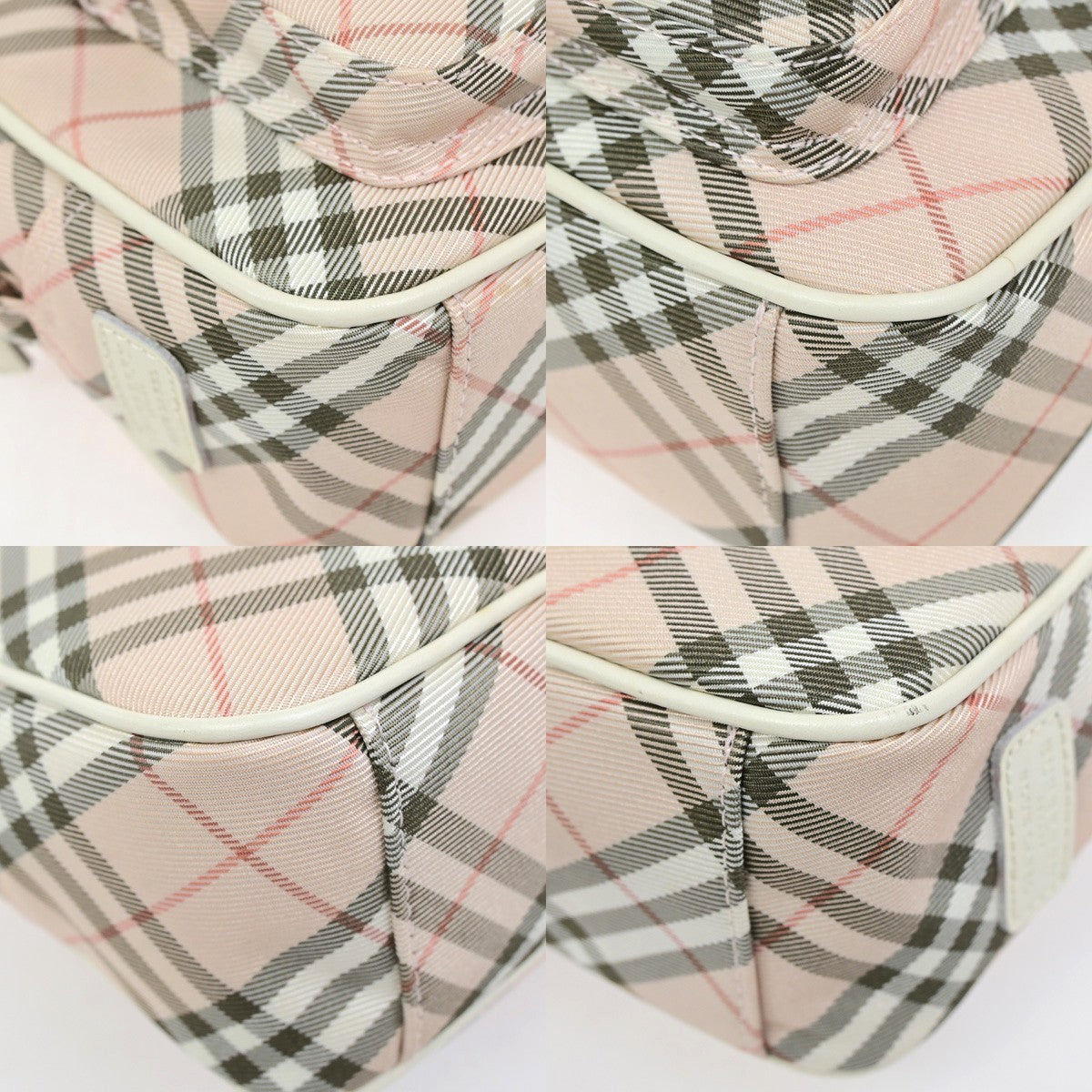 BURBERRY Blue Label Nova Check Shoulder Bag Canvas Leather Pink SHW 69YJ269