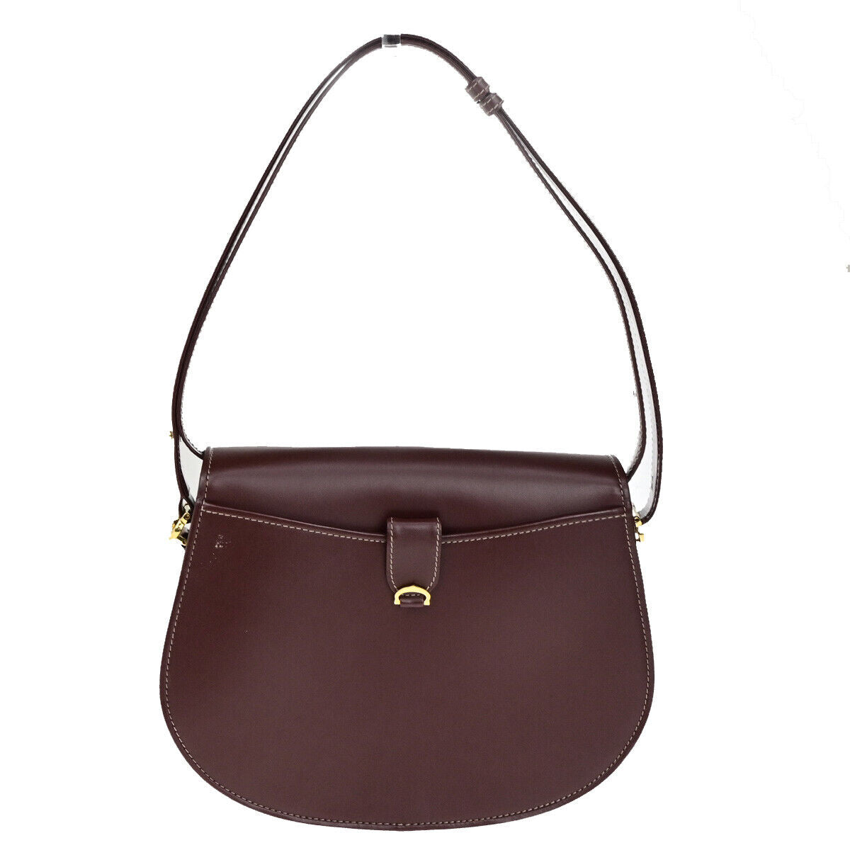 MUST DE CARTIER 2C Logo Shoulder Bag Leather Bordeaux GHW Italy 30YG288