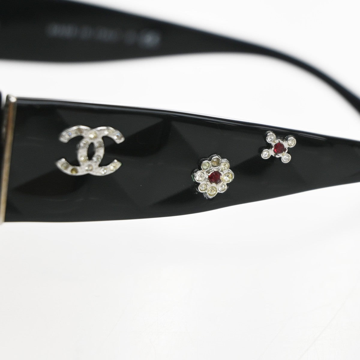 CHANEL CC Logo Sunglasses Eye Wear Rhinestone Plastic Black 5149-B-A  63RL484