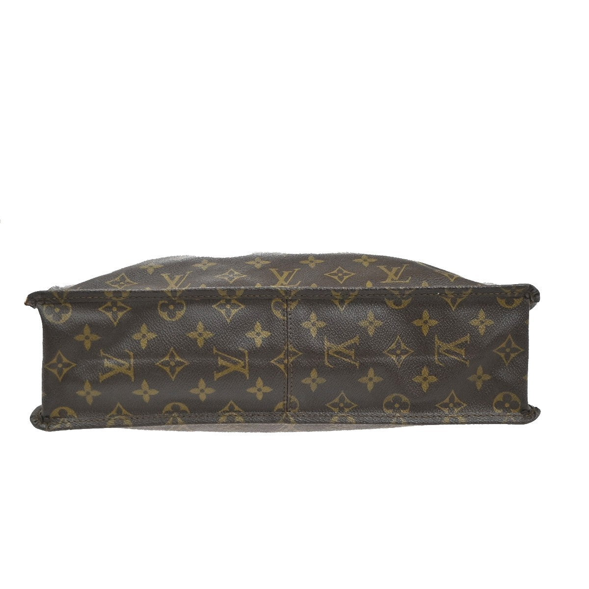 LOUIS VUITTON Logo Sac Plat Hand Tote Bag Monogram Leather Brown M51140 30MA614