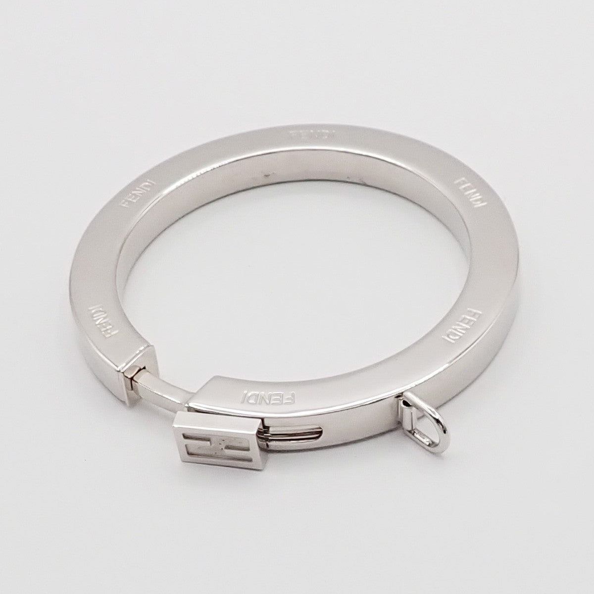 FENDI Zucca Logo Bag Charm Key Ring Silver Plated 02KP242