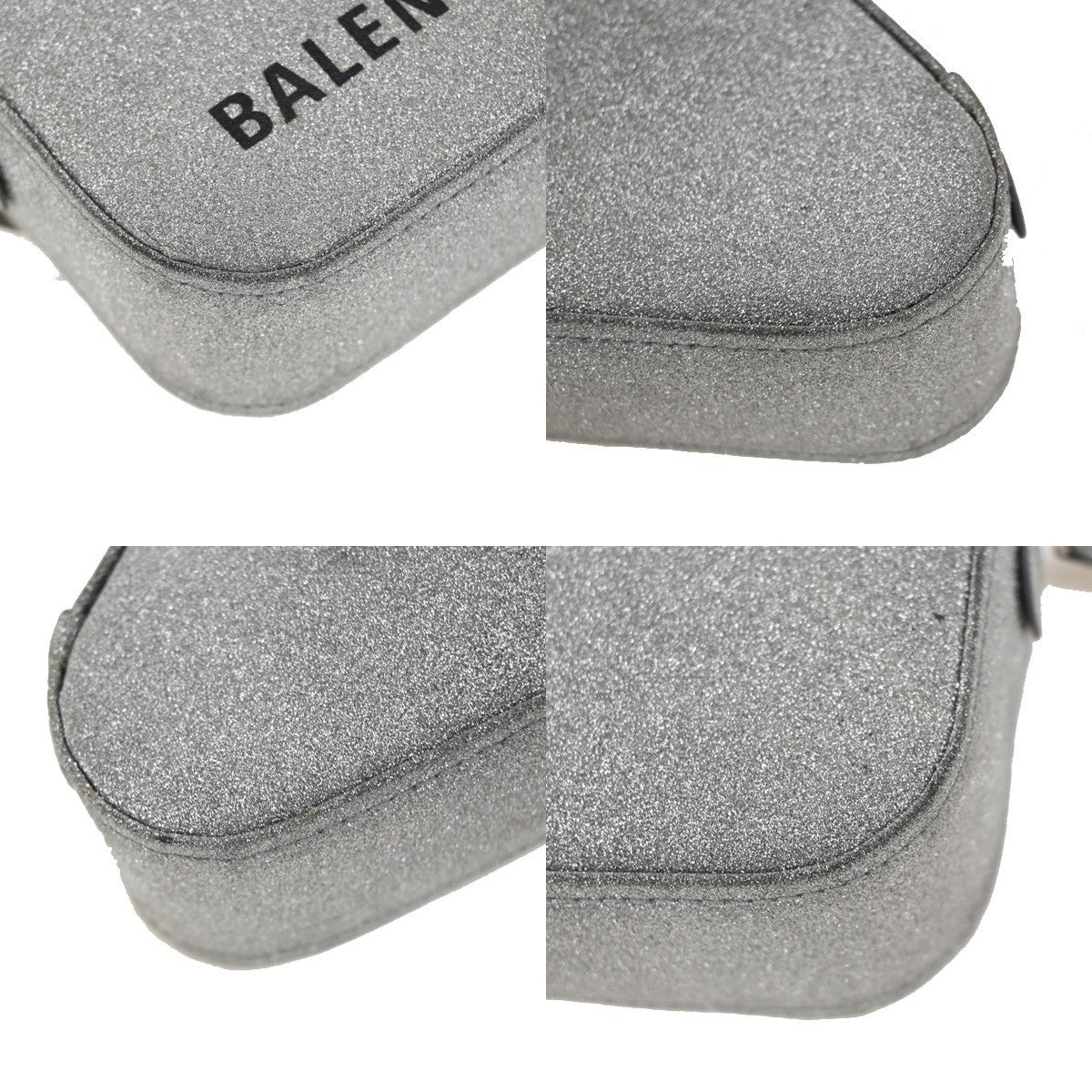 BALENCIAGA Logo triangle Clutch Bag Canvas Leather Silver Italy 38RL417