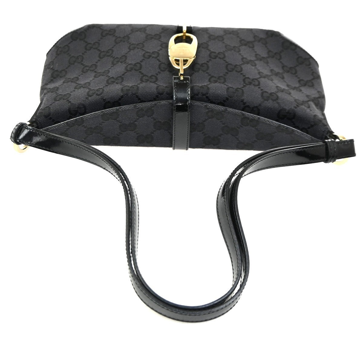 GUCCI Jackie GG 2Way Shoulder Hand Bag Canvas Patent Leather GHW Italy 85CA582