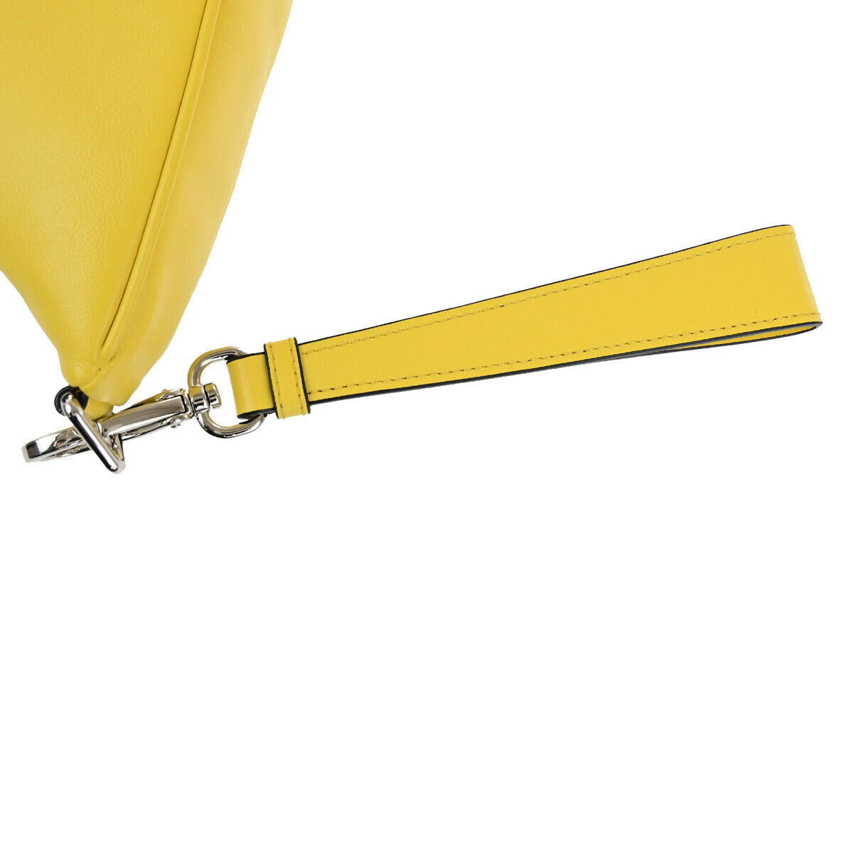 PRADA Logo Triangle Clutch Hand Bag Grace Lux Leather Yellow Sole SHW 43RK741
