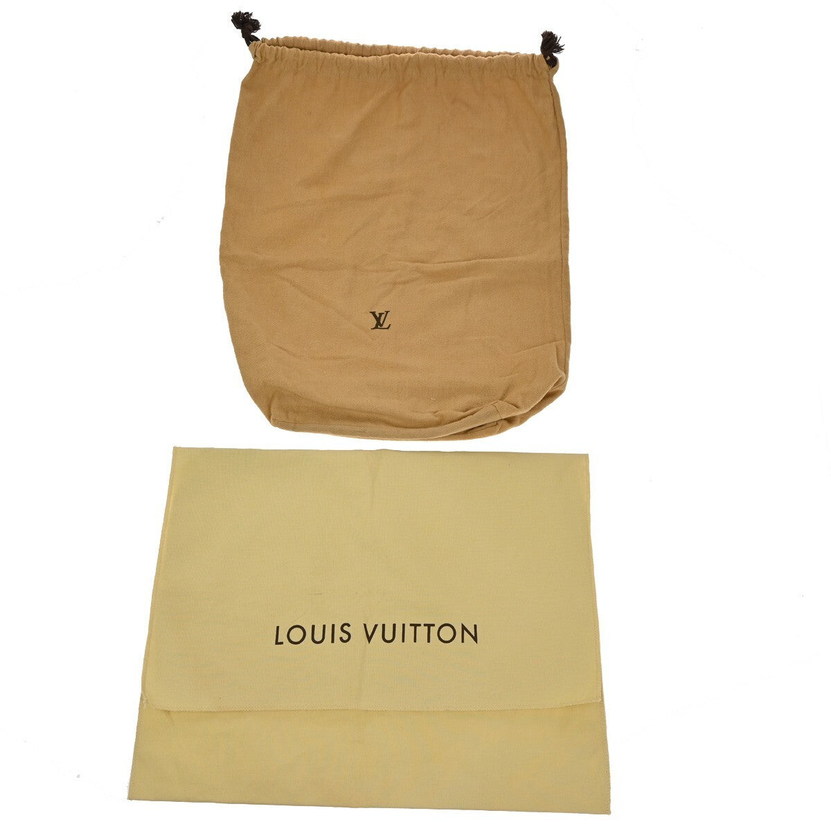 LOUIS VUITTON Logo 10 Set Dust Bag Drawstring Canvas Cotton Beige Brown 09EE147