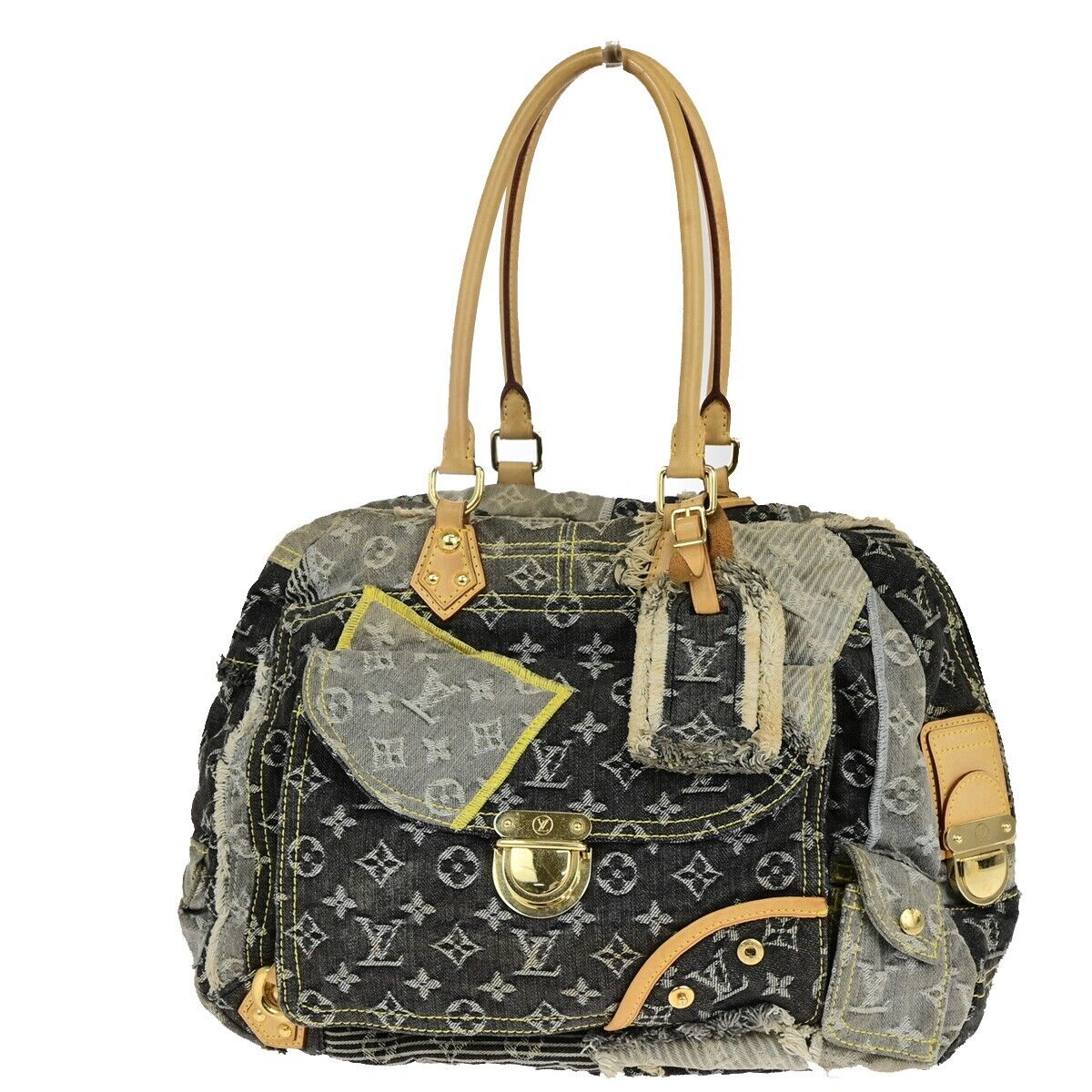 LOUIS VUITTON Bowie Hand Bag Monogram Denim Patchwork Leather GY M95377 621ED351
