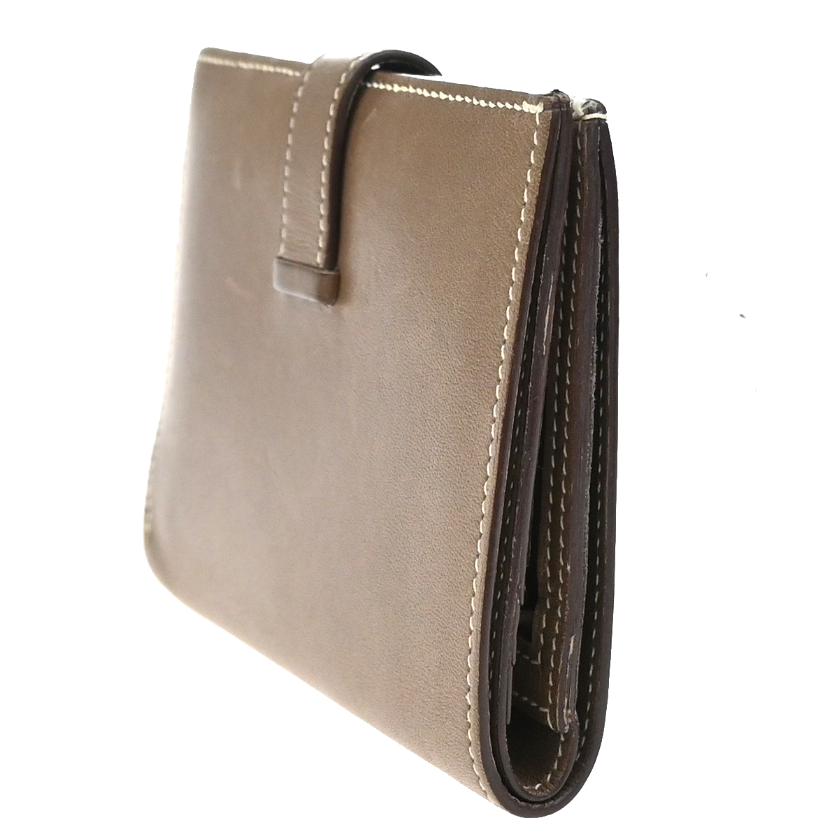 HERMES H Logo Bearn Compact Bifold Wallet Purse Swift Leather Brown SHW 87RQ018