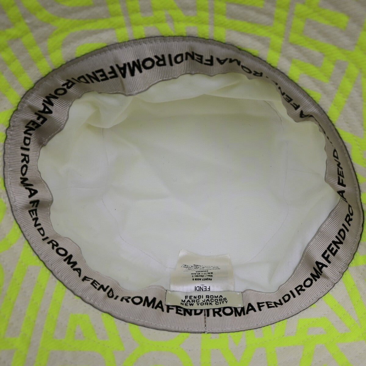 FENDI×MARC JACOBS Logo Bucket Hat #S Cotton Yellow Italy 64RL016