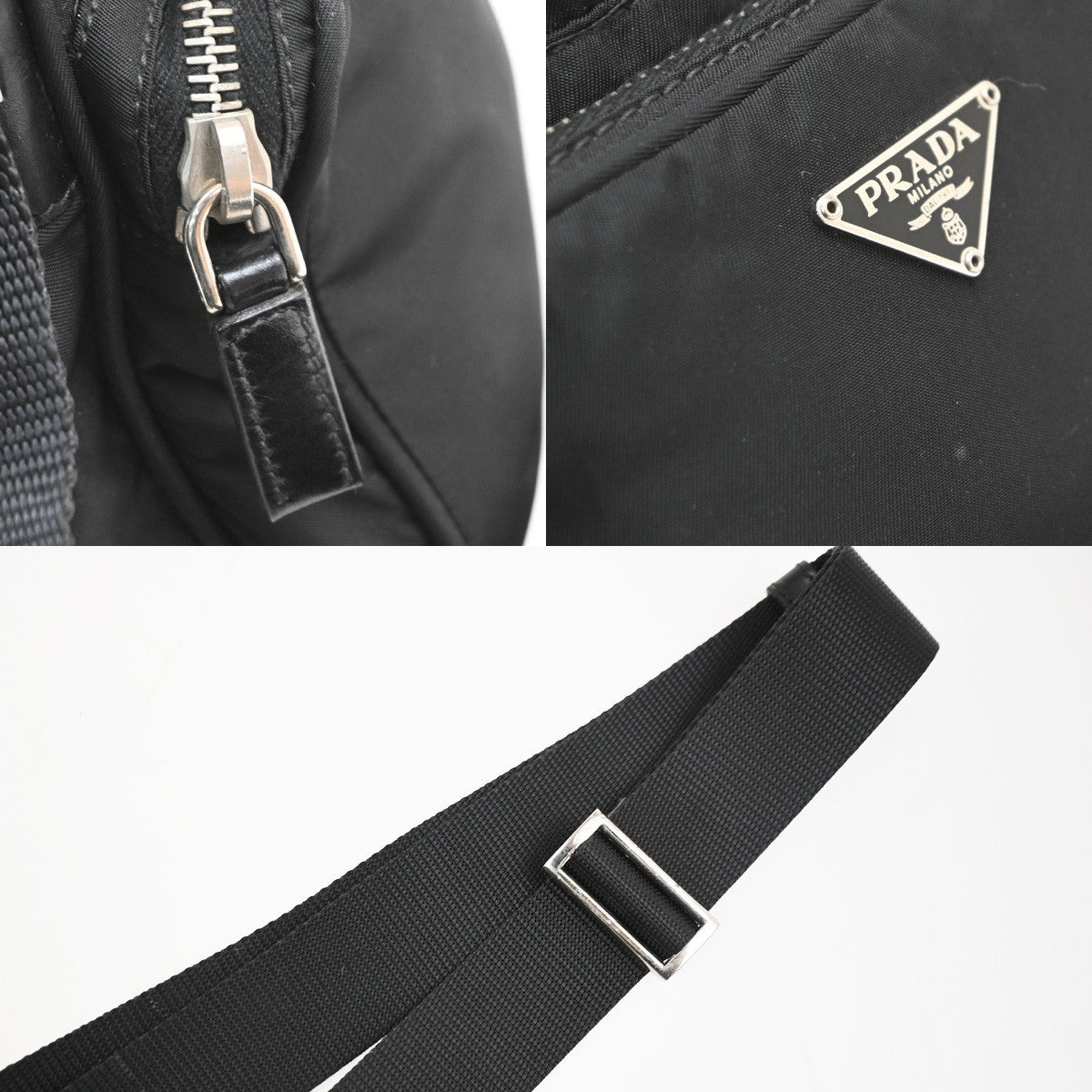 PRADA Logo Crossbody Shoulder Bag Nylon Leather Black SHW Italy 31MA686