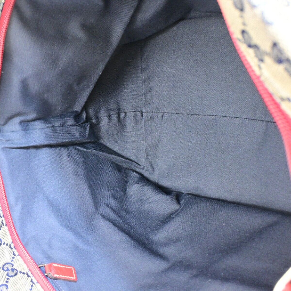 GUCCI GG Pattern Crystal ShoulderBag Coating Canvas Leather Navy Blue 67EB789