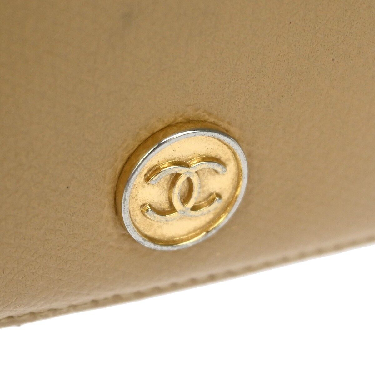 CHANEL CC Logo Long Bifold Wallet Purse Leather Beige Gold-Plated Italy 60GA245