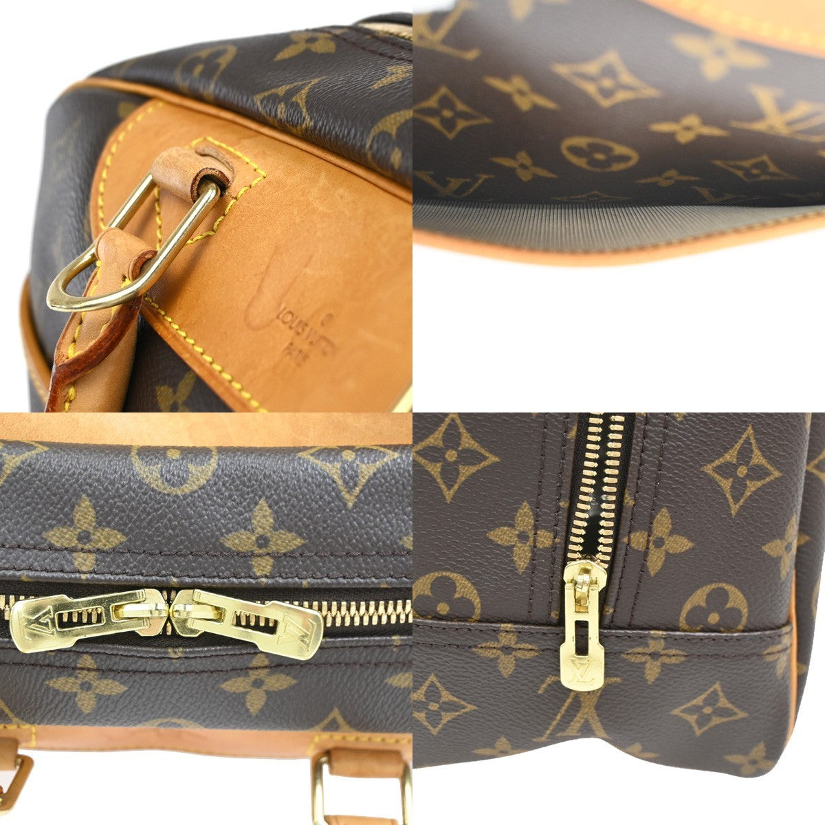 LOUIS VUITTON LV Logo Deauville Hand Bag Monogram Leather Brown M47270 16CA812