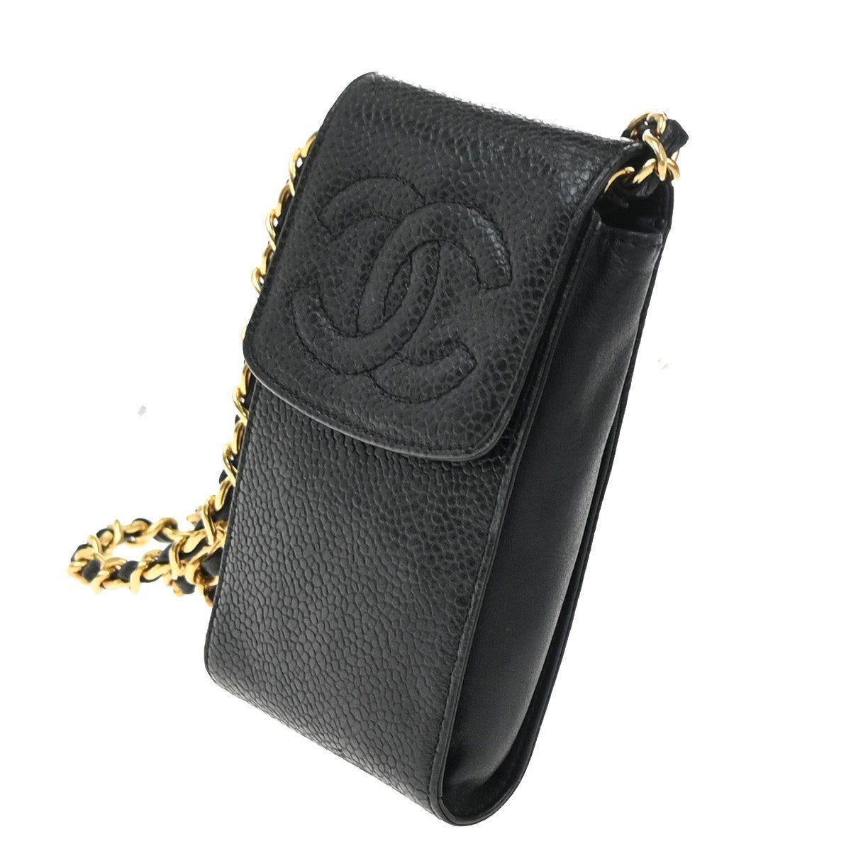 CHANEL Mini Cigarette Case Bag Grained Calfskin Leather Black Vintage 99RP057
