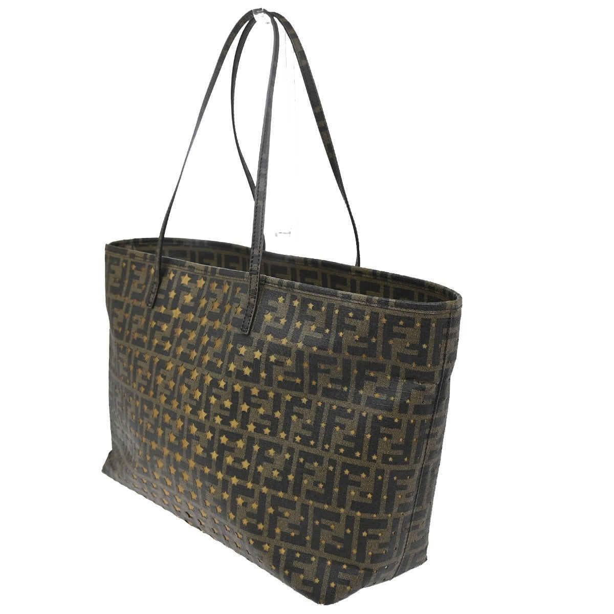 FENDI Logo Zucca x Star Pattern Tote Shoulder Bag Canvas PVC Leather BN 27RL554