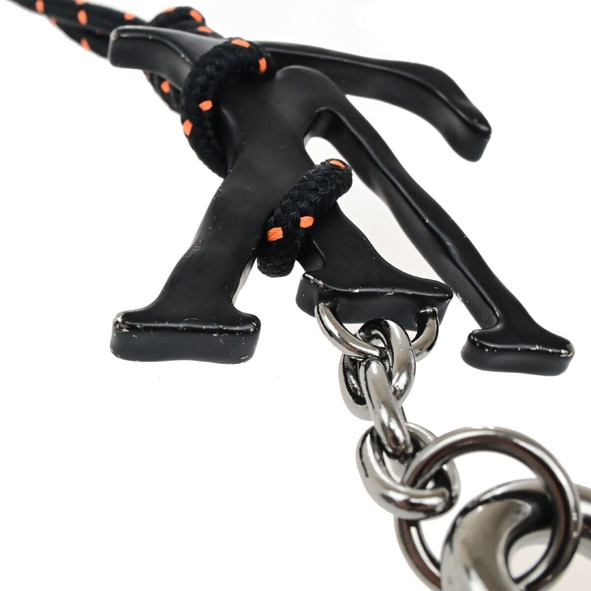 LOUIS VUITTON Porete Cles LV Shaped Rope Key Chain Black Silver MP2617 32ED466