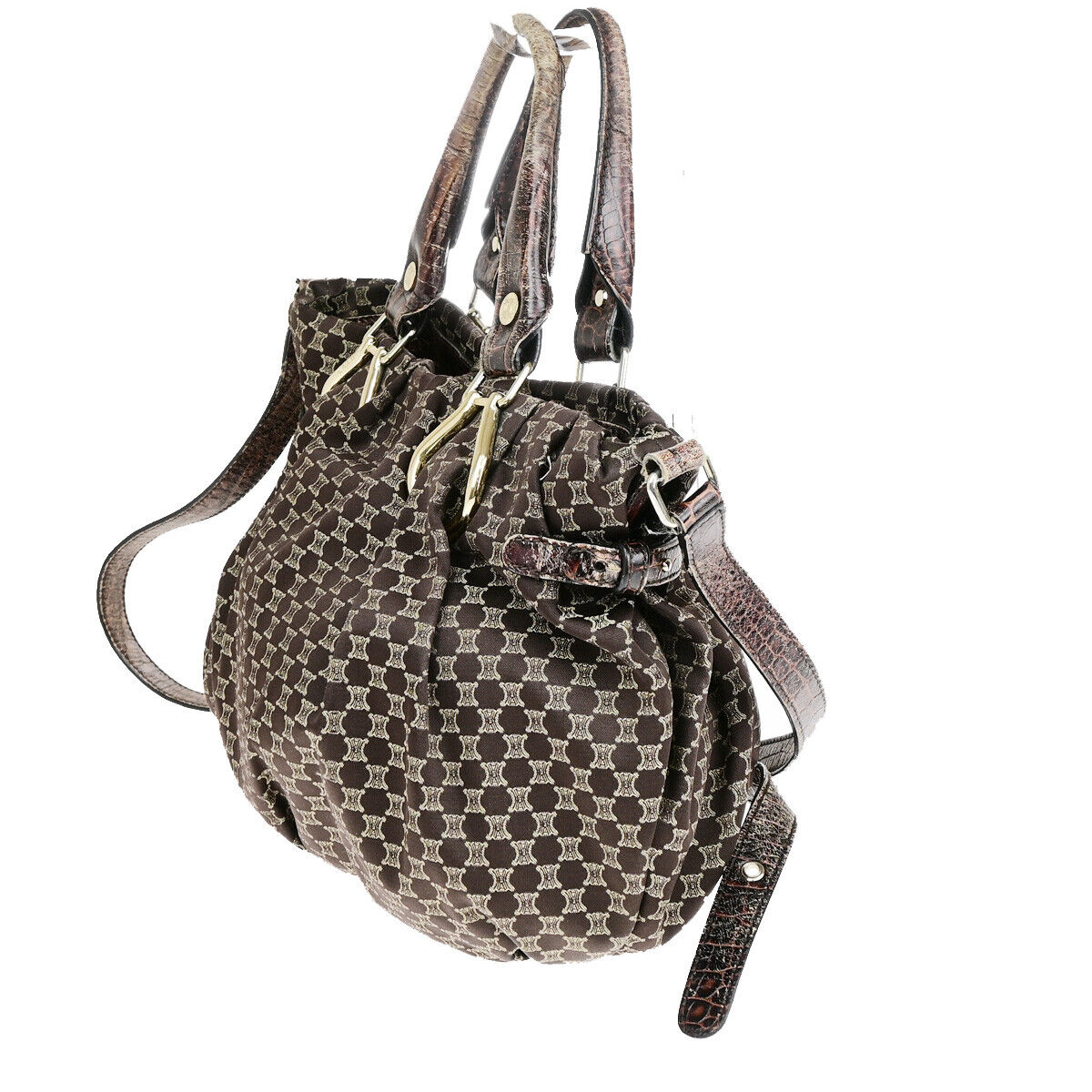 CELINE Macadam 2Way Shoulder Tote Bag Canvas Embossing Leather BN GHW 62YF649
