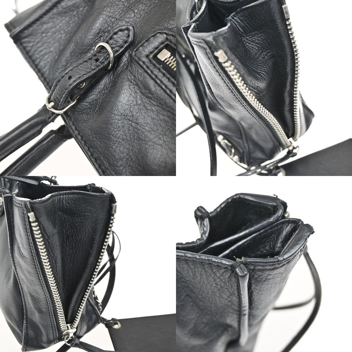 BALENCIAGA Paper Mini 2Way Shoulder Hand Bag Mirror Leather Black SHW 46RL525