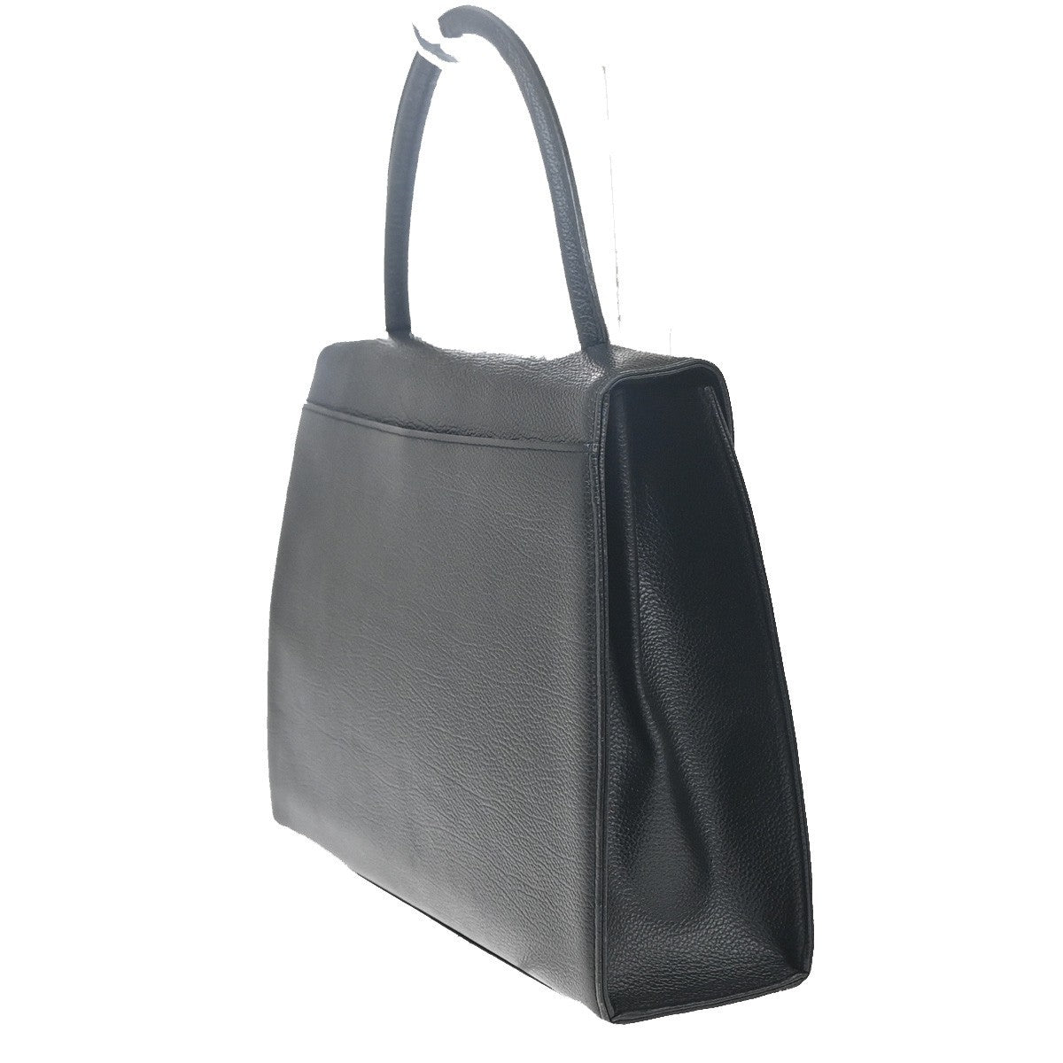 YVES SAINT LAURENT YSL Logo Flap Shoulder Hand Tote Bag Leather Black 71RL883