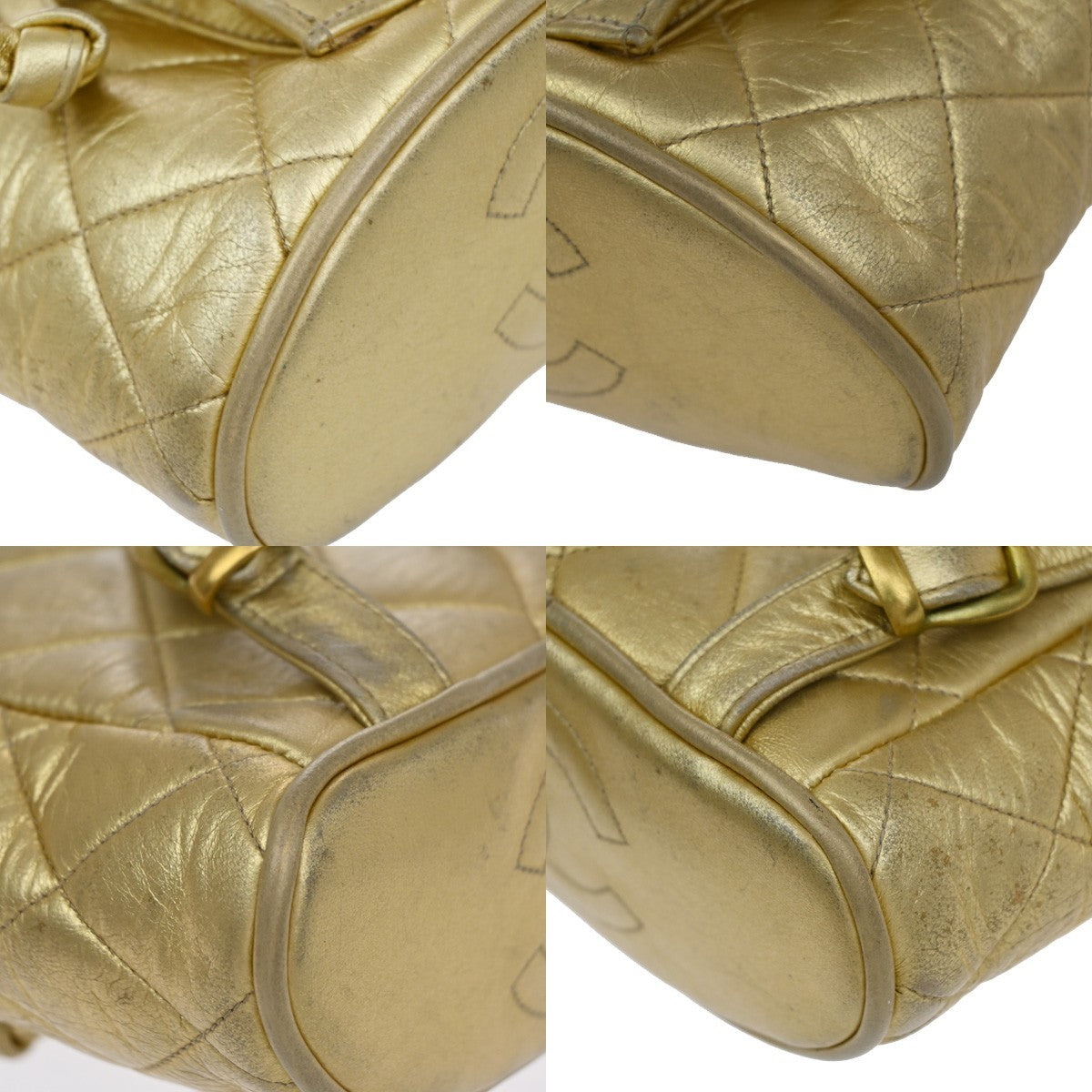 CHANEL CC Logo Duma Matelasse Chain Backpack Bag Leather Gold Vintage 717RP177