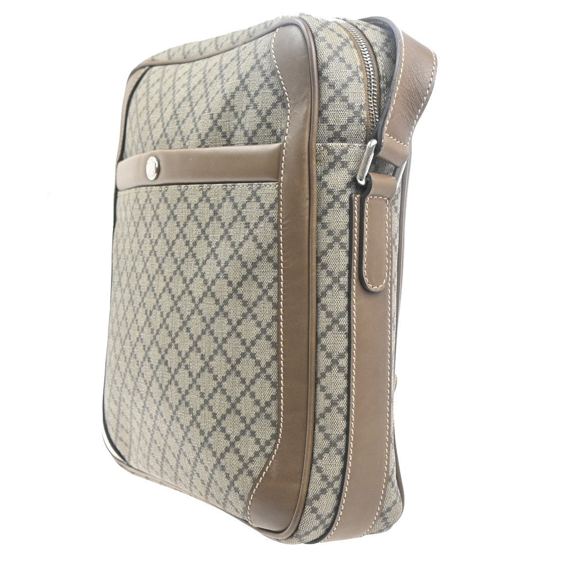 GUCCI Logo Diamante Crossbody Shoulder Bag PVC Leather Brown SHW 268159 82KP519