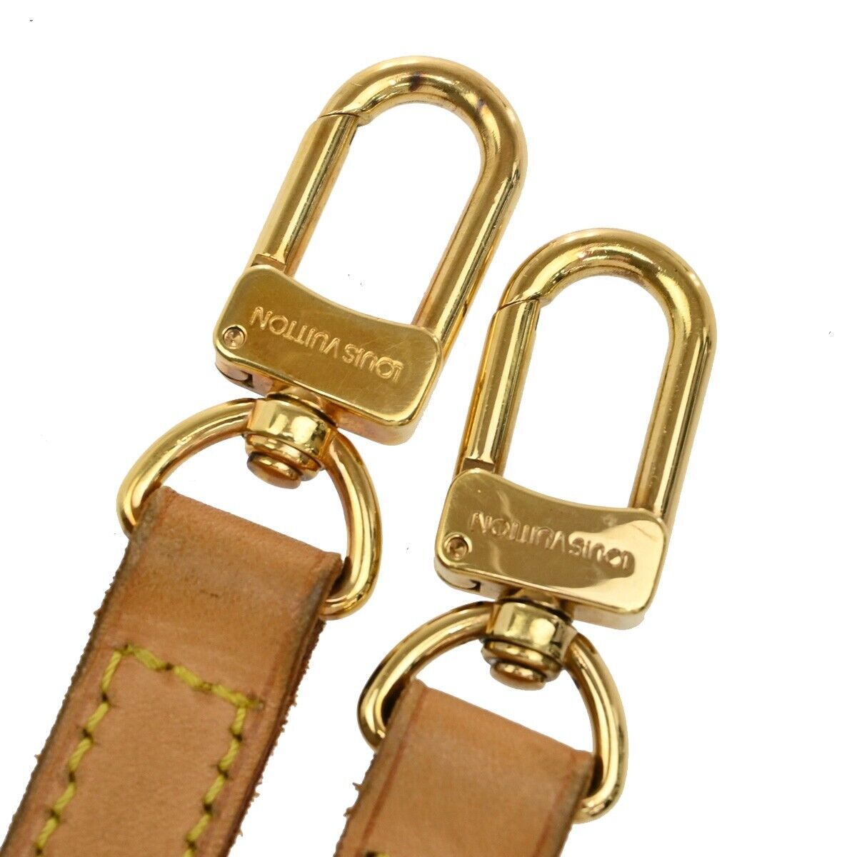 LOUIS VUITTON Logo Shoulder Strap Leather Brown Gold Bag Accessory 66EE109
