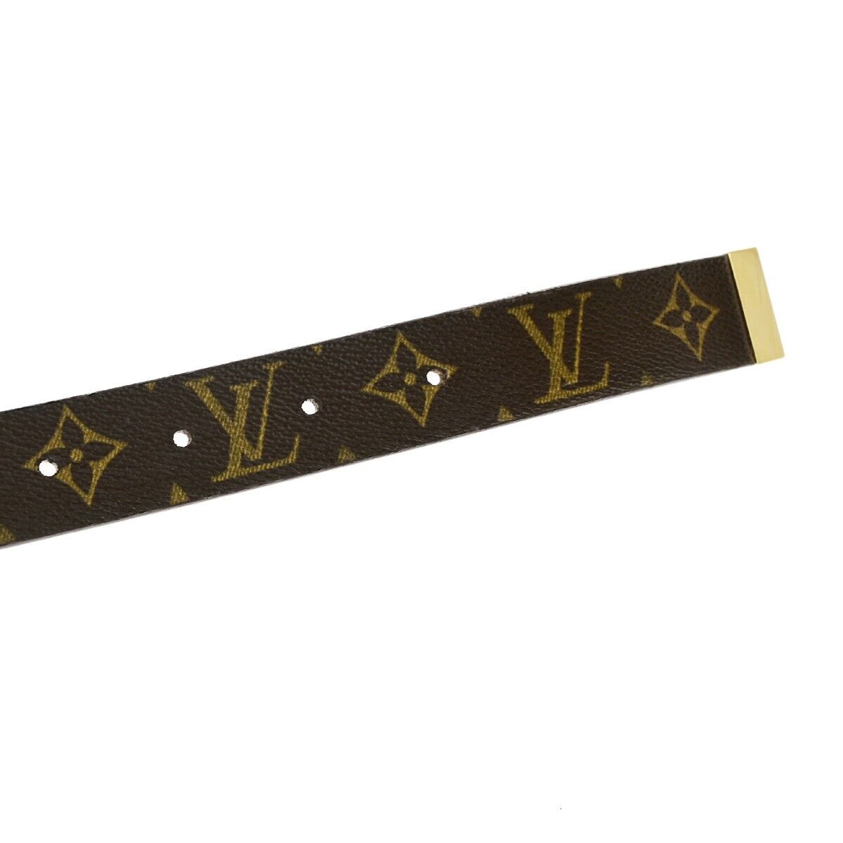 LOUIS VUITTON Logo Ceinture Carre Belt Monogram Leather Brown GHW Spain 33YF315