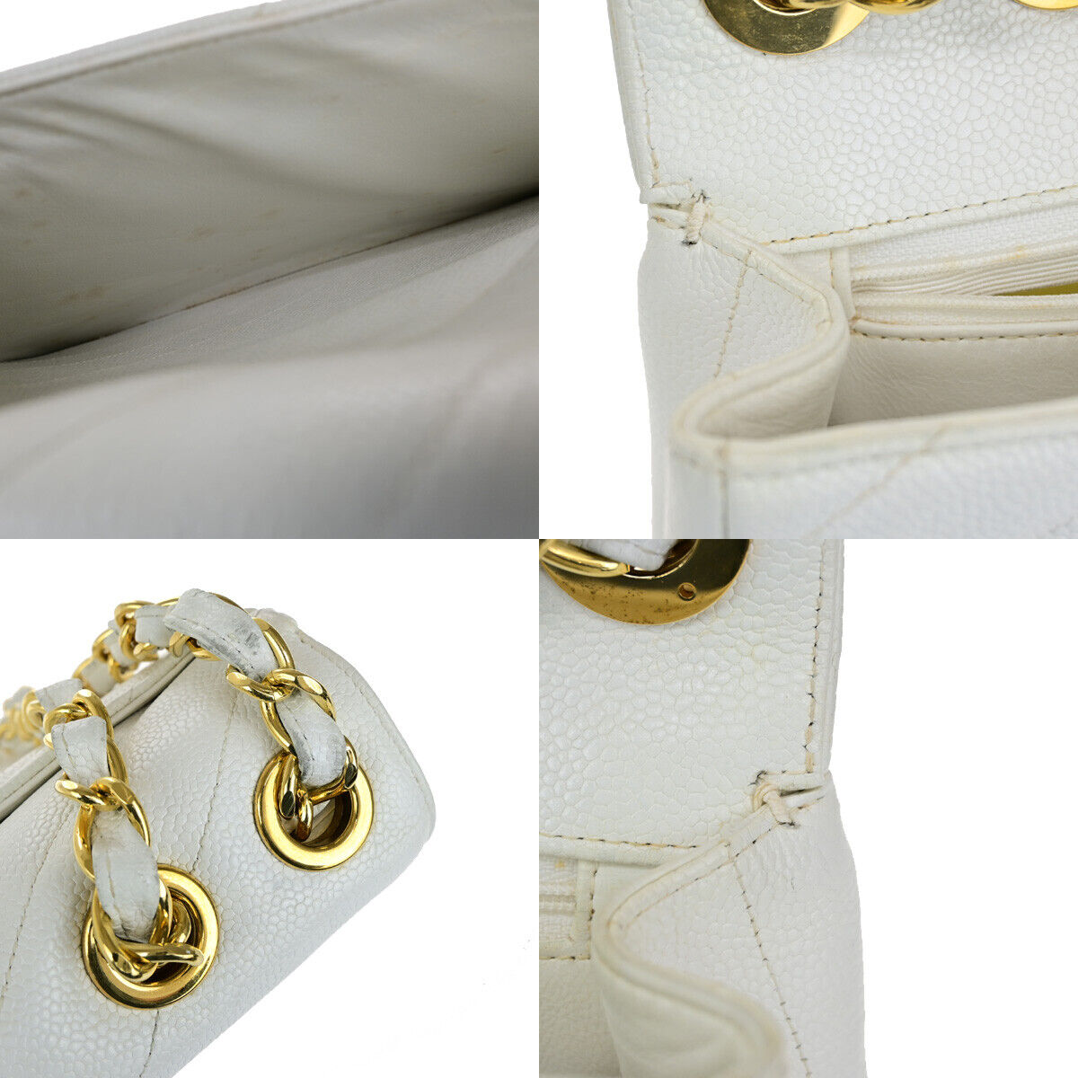 CHANEL CC Bias Stitch 30 Chain Shoulder Bag Grained Calfskin Leather WE 805RK698