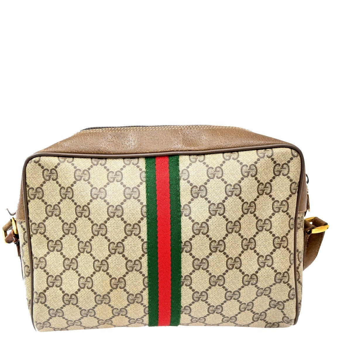 GUCCI GG Pattern Sherry Crossbody Shoulder Bag PVC Leather Brown 32CA618