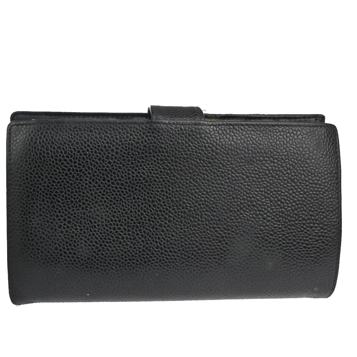 CHANEL CC Logo Long Bifold Wallet Purse Caviar Skin Leather Brown Spain 30YD900
