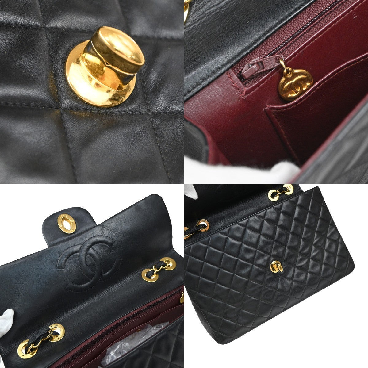 CHANEL Maxi Jumbo Matelasse 34 Chain Shoulder Bag Leather Black Vintage 865RP181