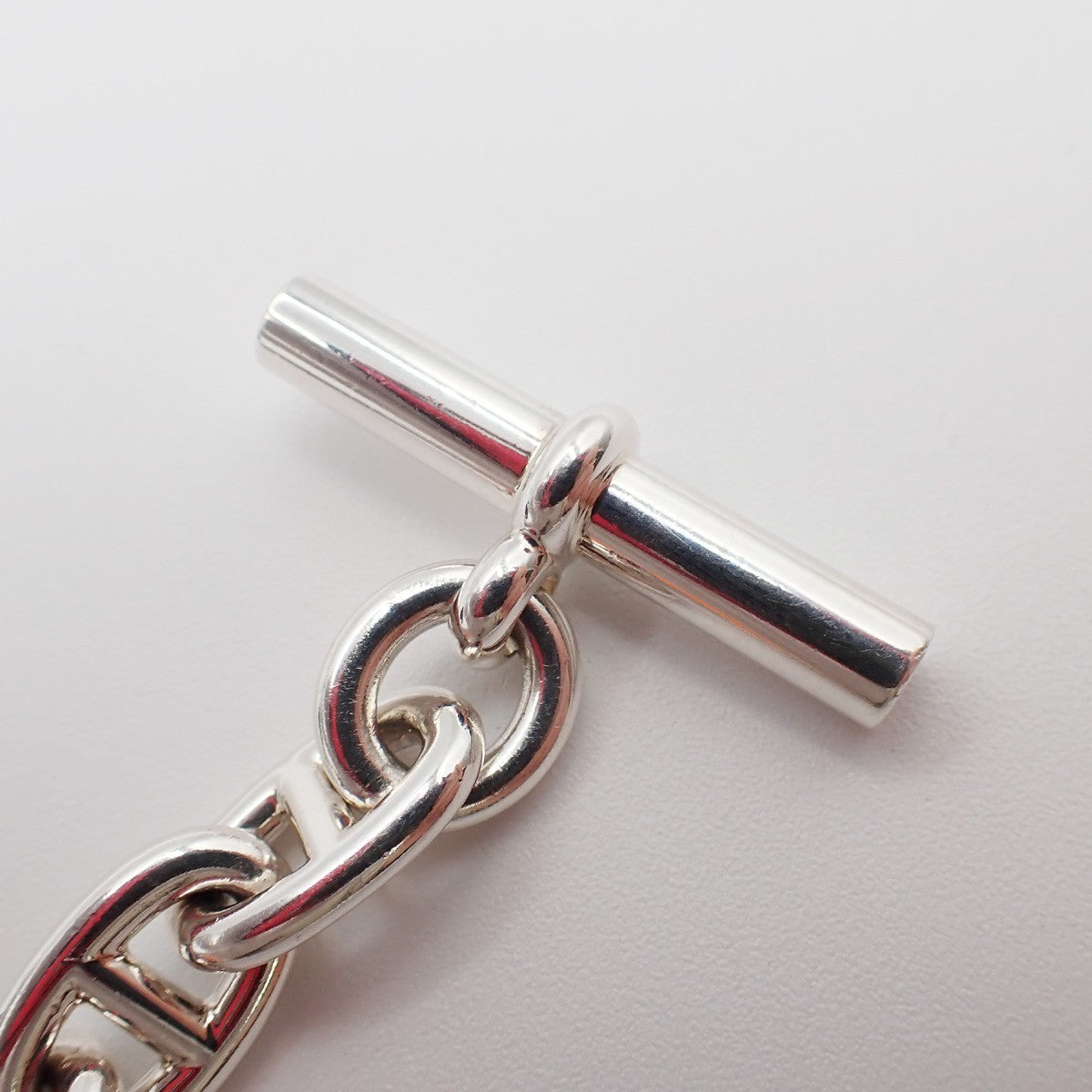 HERMES Logo Chaine D'ancre MM Chain Bracelet 12 Links Ag 925 Silver 332LC627