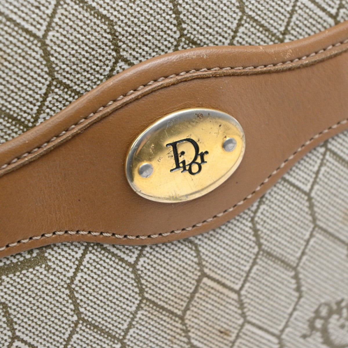CHRISTIAN DIOR Logo Honeycomb Shoulder Bag PVC Leather BE BN GHW France 69MA651