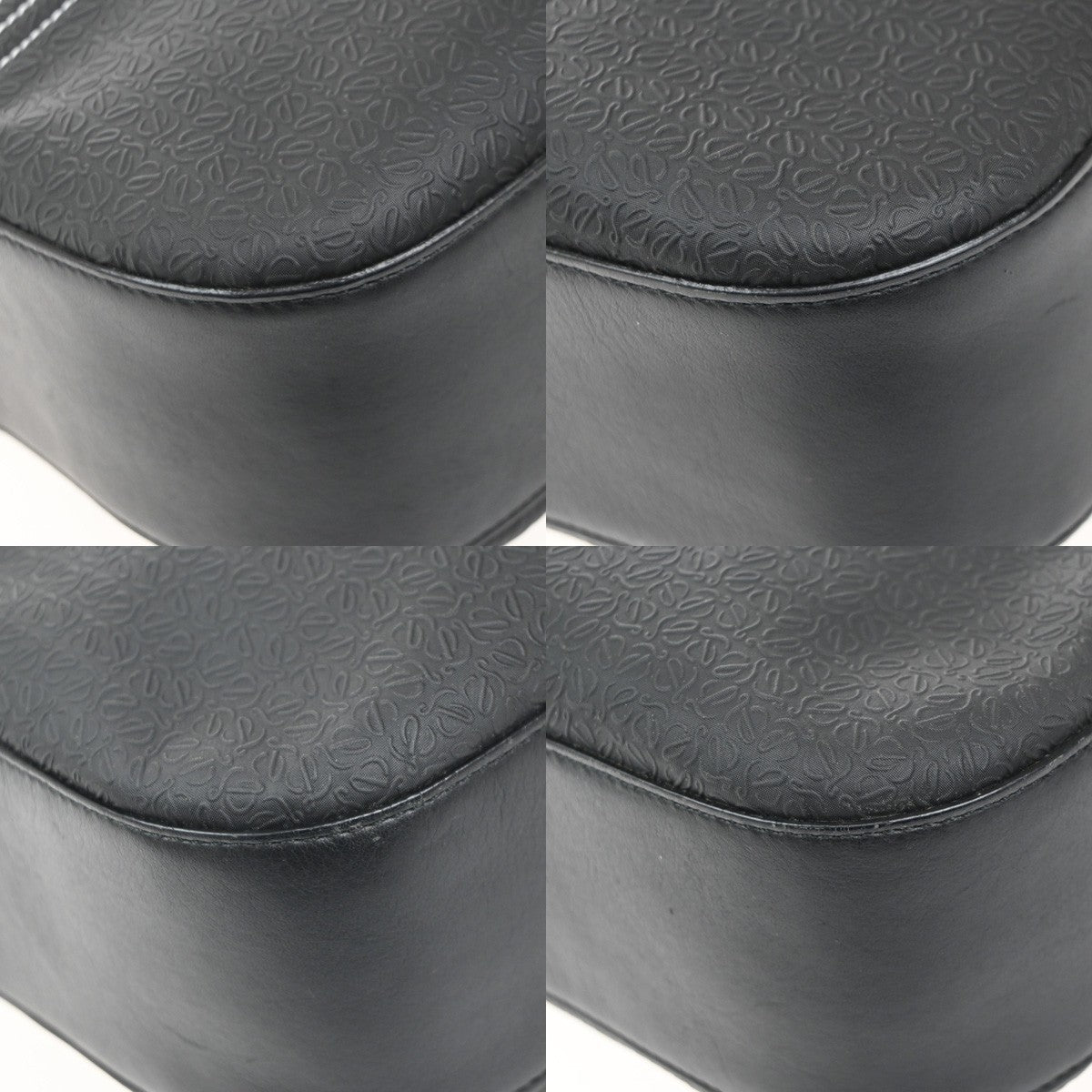 LOEWE Logo Repeat Anagram Crossbody Shoulder Bag PVC Leather Black 32EG246