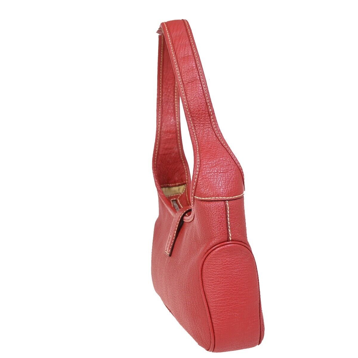 SALVATORE FERRAGAMO Logo Shoulder Bag Leather Red Silver Made In Italy 65FA578