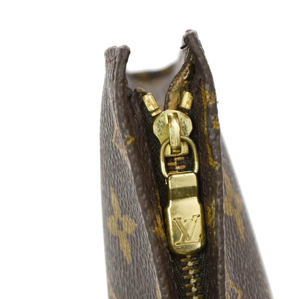 LOUIS VUITTON LV Logo Bucket GM Pouch Bag Monogram Leather Brown GHW 05PA020