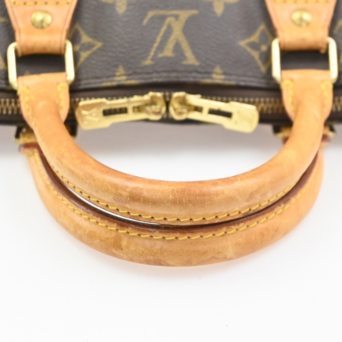 LOUIS VUITTON LV Logo Alma Hand Bag Monogram Leather Brown France M51130 85PA106