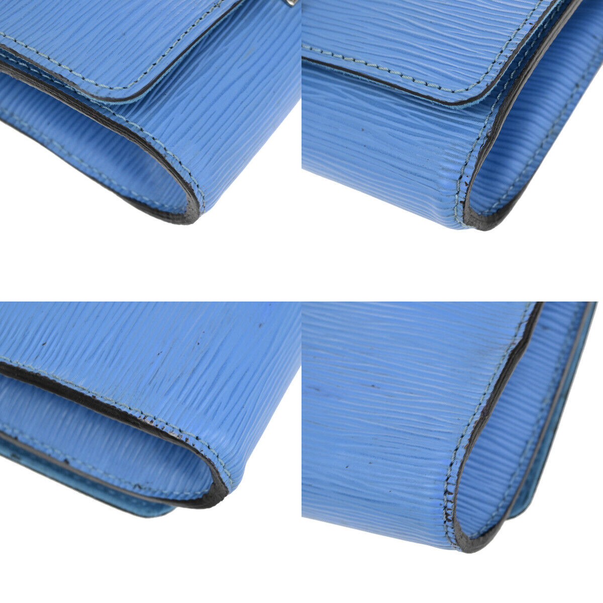LOUIS VUITTON LV Pochette Louise PM Mini Shoulder Bag Epi Light Blue 10YF390