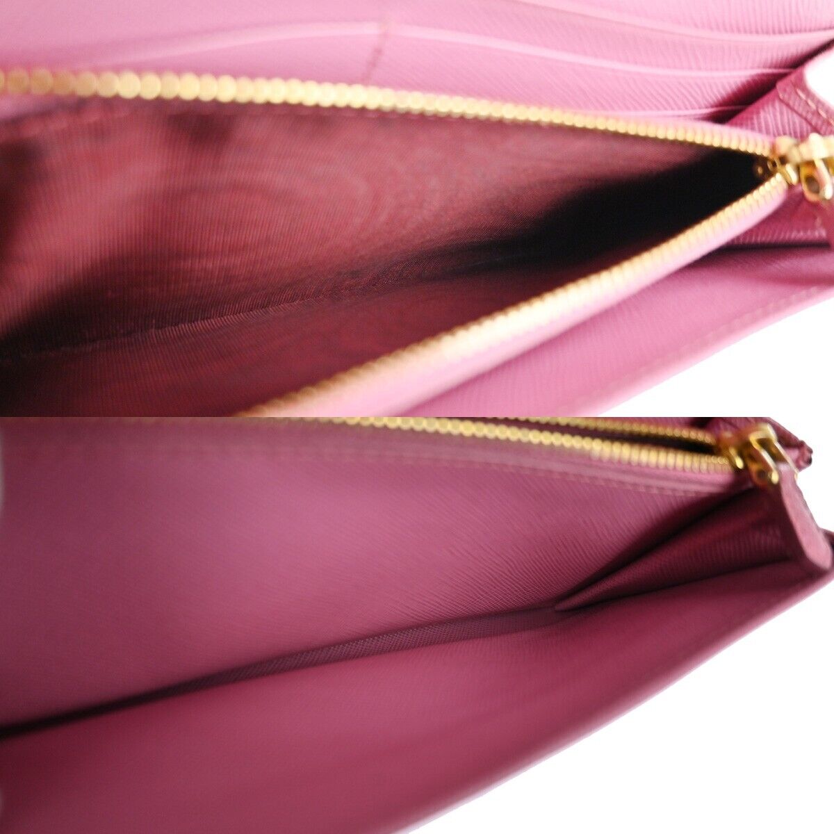 PRADA Logo Saffiano Bow Long Bifold Wallet Purse Leather Pink Italy 02EA641