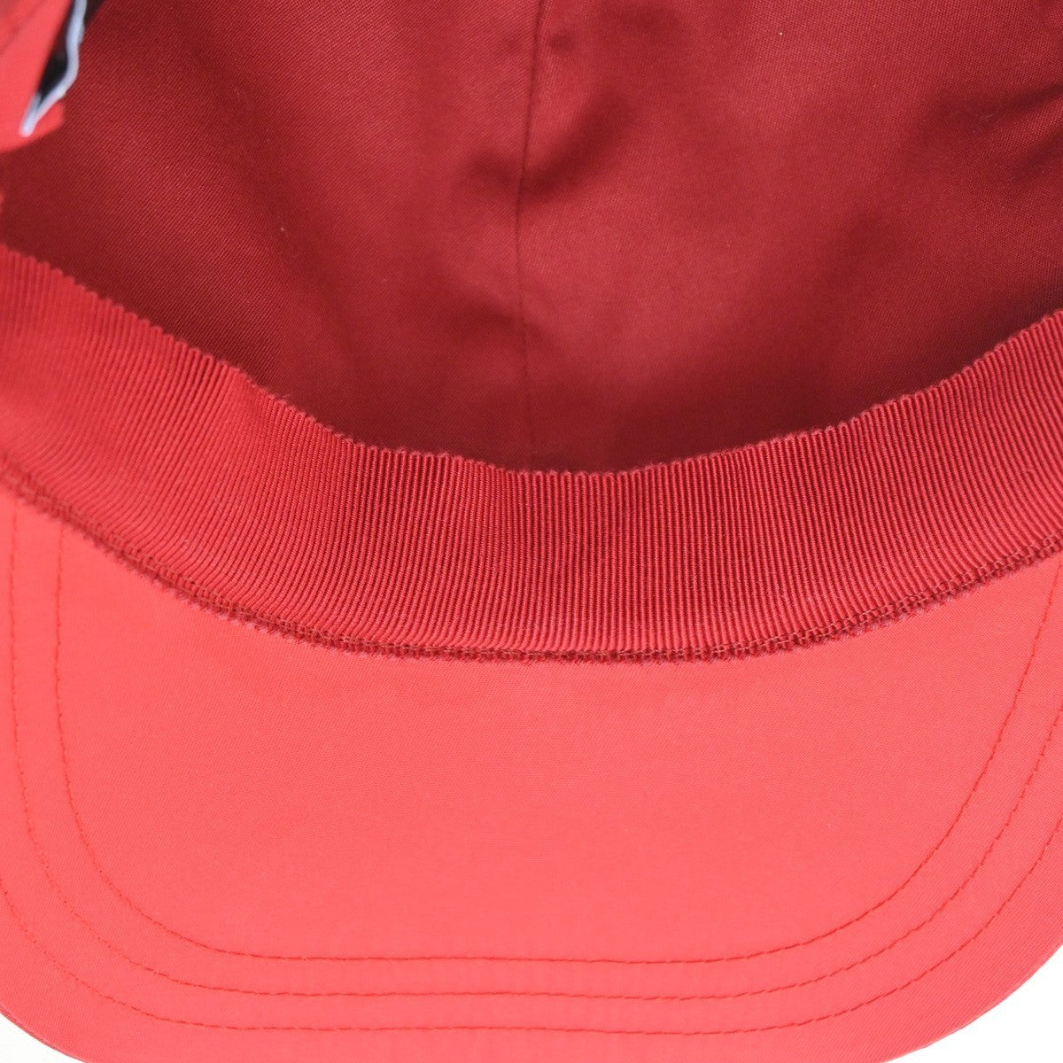 PRADA Plate Logo Baseball Cap #M 58 Re-Nylon leather Red 34RL618