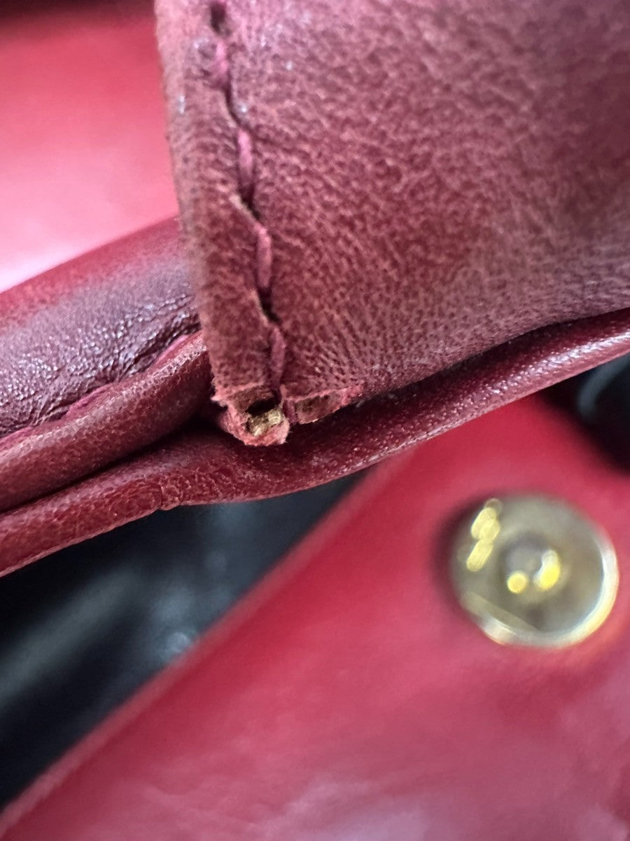 SALVATORE FERRAGAMO Logo Vara Shoulder Bag Canvas Leather Red Italy 01KC519