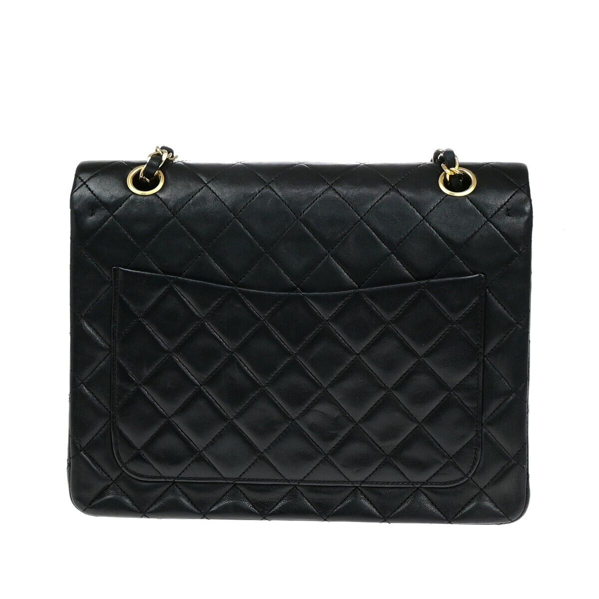 CHANEL Matelasse 25 Double Flap Chain Shoulder Bag Leather BK Vintage 827RF217